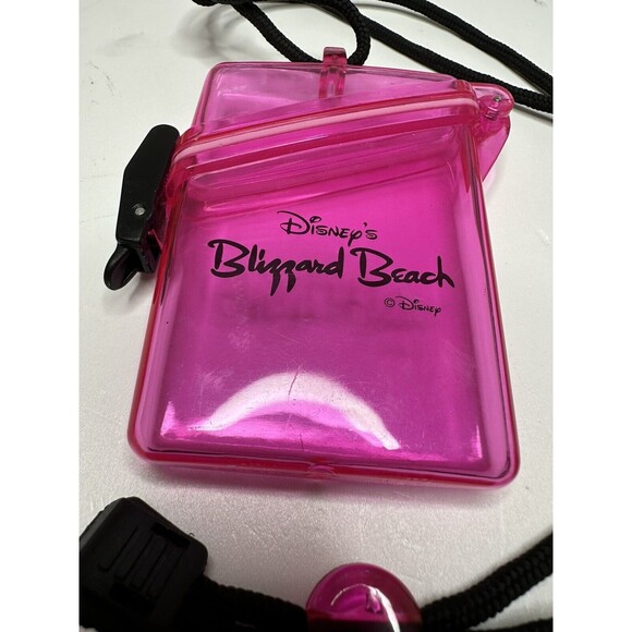 Disney Lanyard Blizzard Beach Pink Translucent Safe Holder Water Resistant Pool - Picture 3 of 11